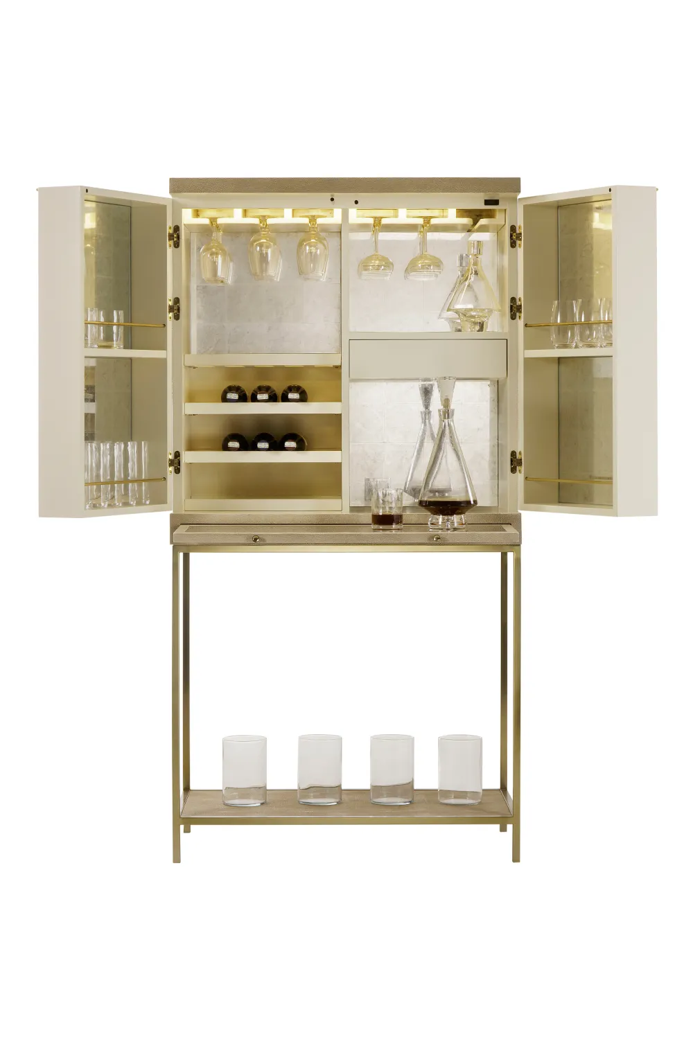 Ivory Shagreen Bar Cabinet With Light | Andrew Martin Melissa