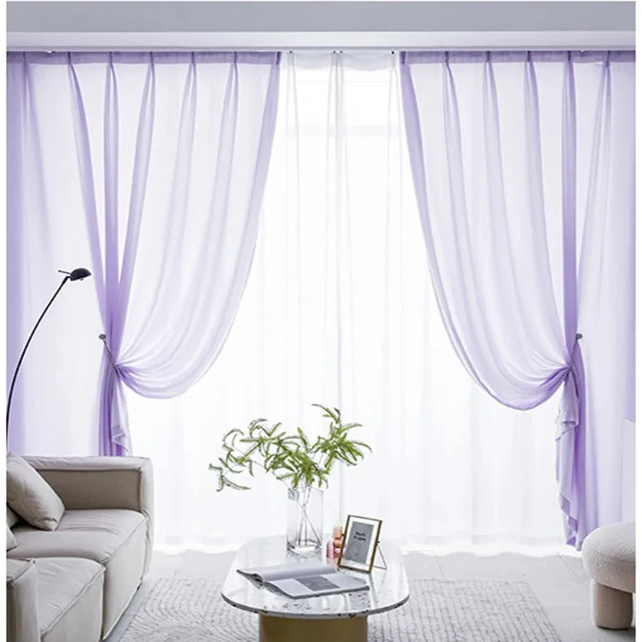 Jason Plain Velvet Satin Sheer Curtain - Lavender