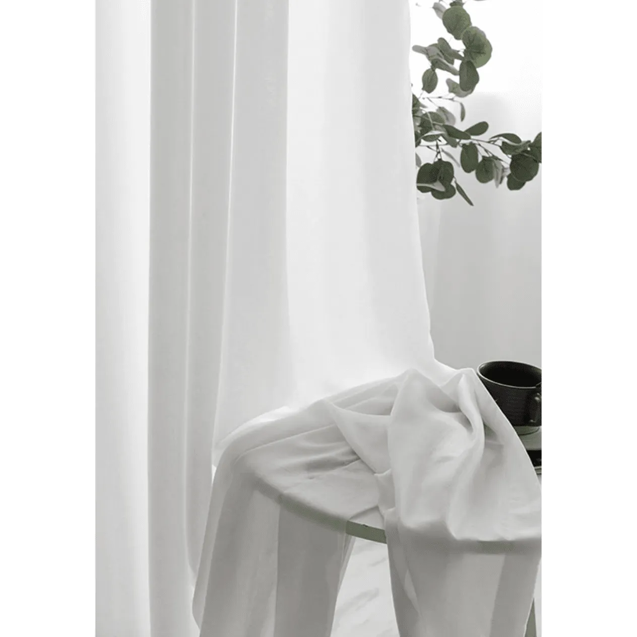 Jason Plain Velvet Sheer Curtain - White