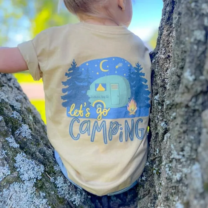 (Latte) Let’s Go Camping Short Sleeve Kids Tee