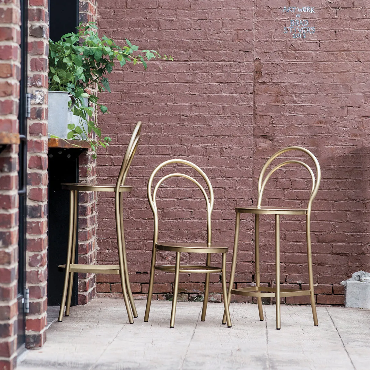 Metz Bar Stool, Brass