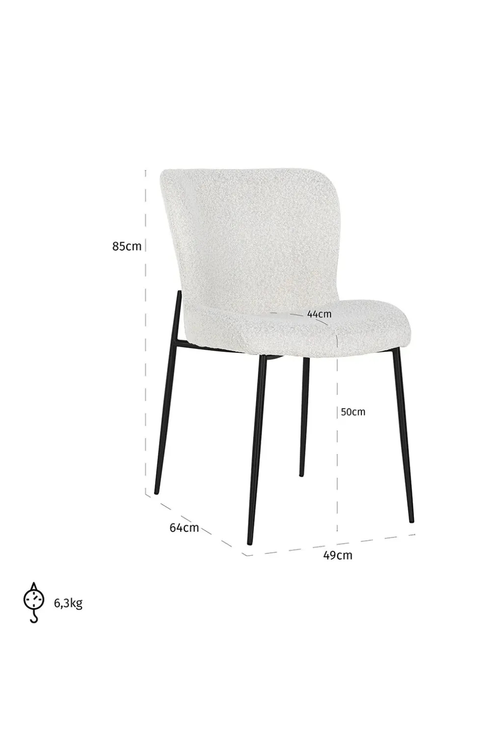 Minimalist White Bouclé Chair | OROA Darby