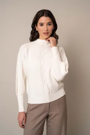 Mock Neck Cable Pullover