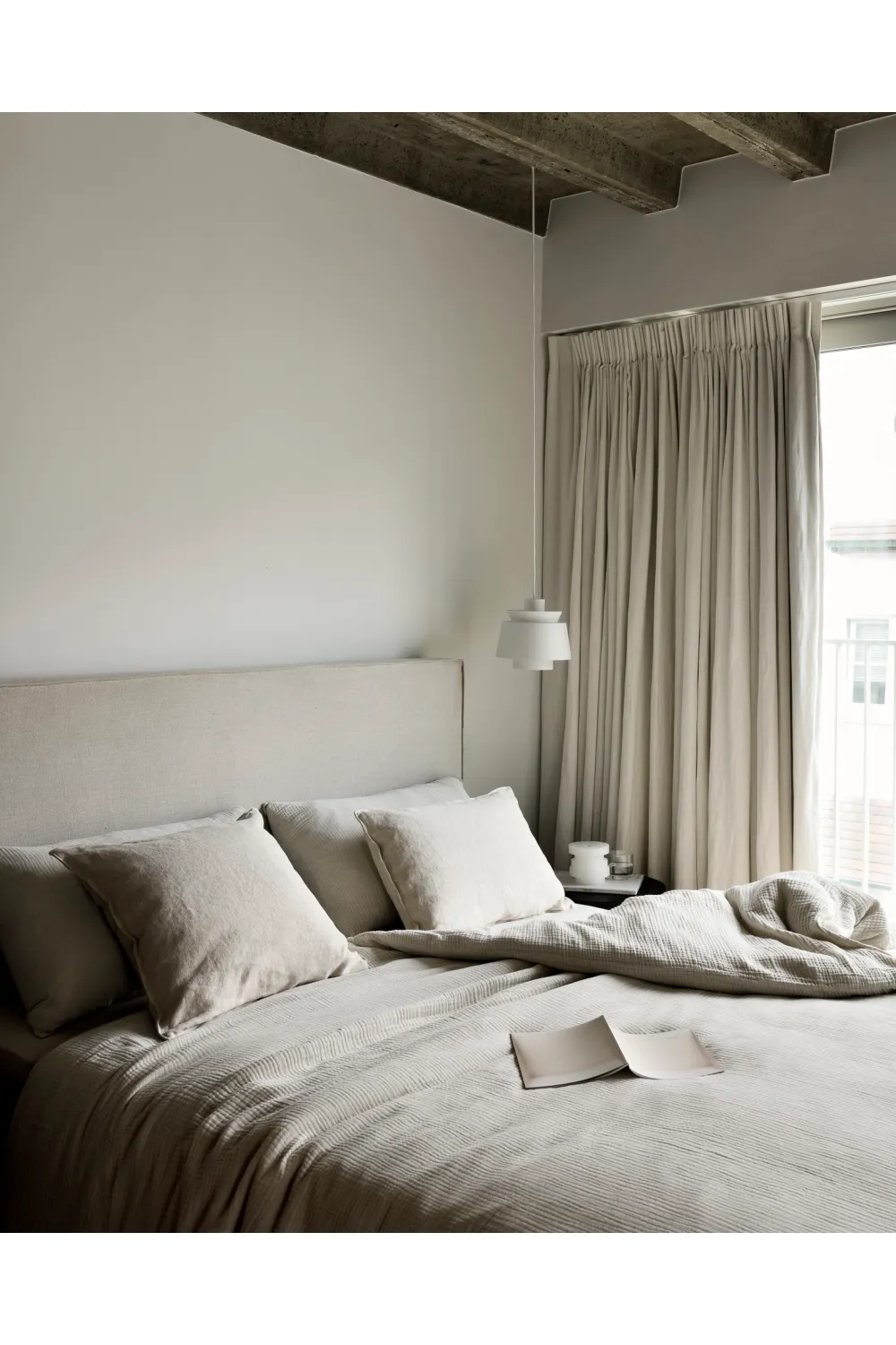 Modern Minimalist Linen Queen Bed | Ethnicraft Revive