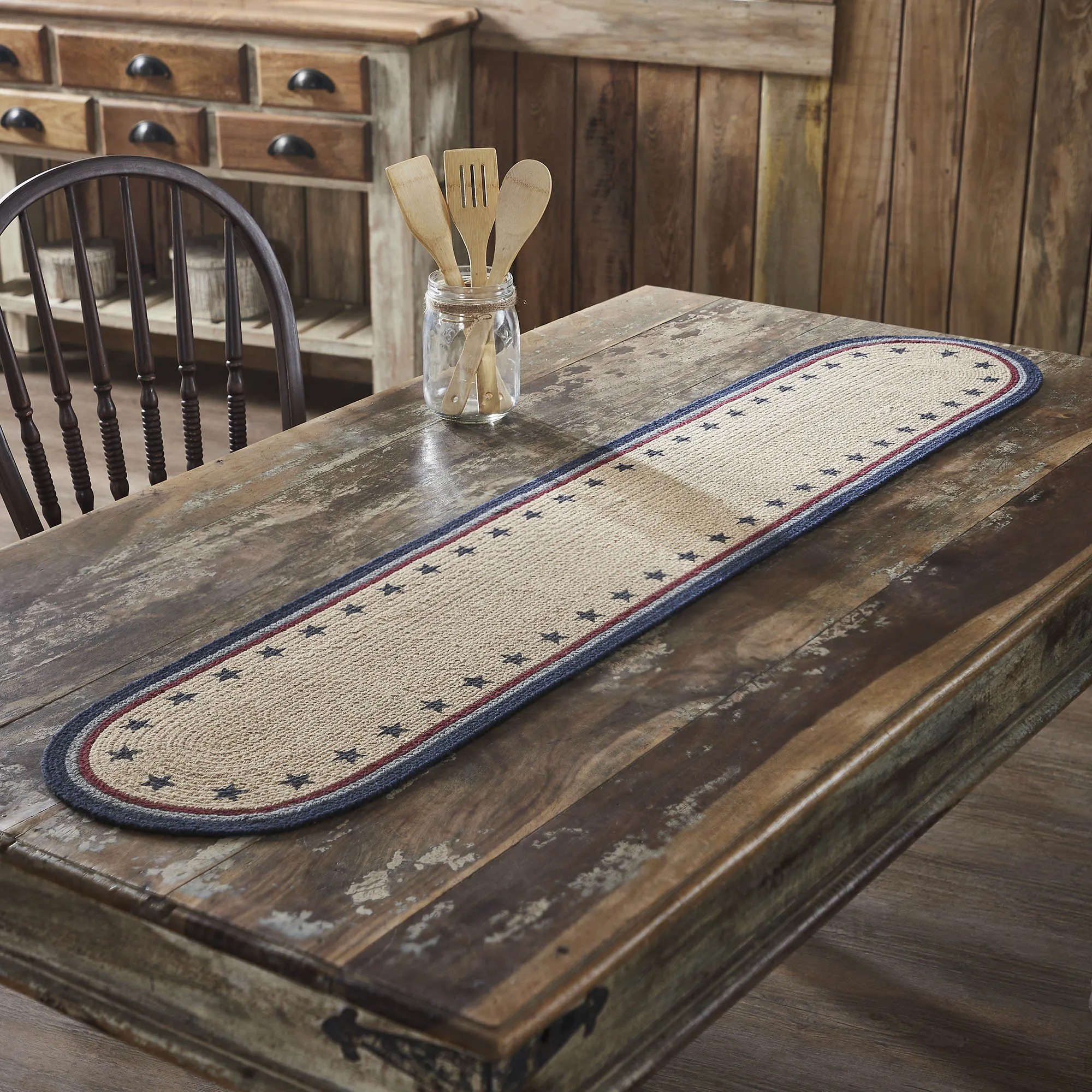 My Country Oval Runner Stencil Stars 12x60