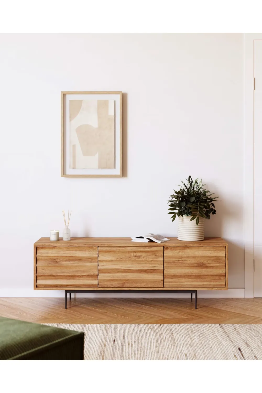 Natural Wood 3-Door TV Cabinet | La Forma Delsie