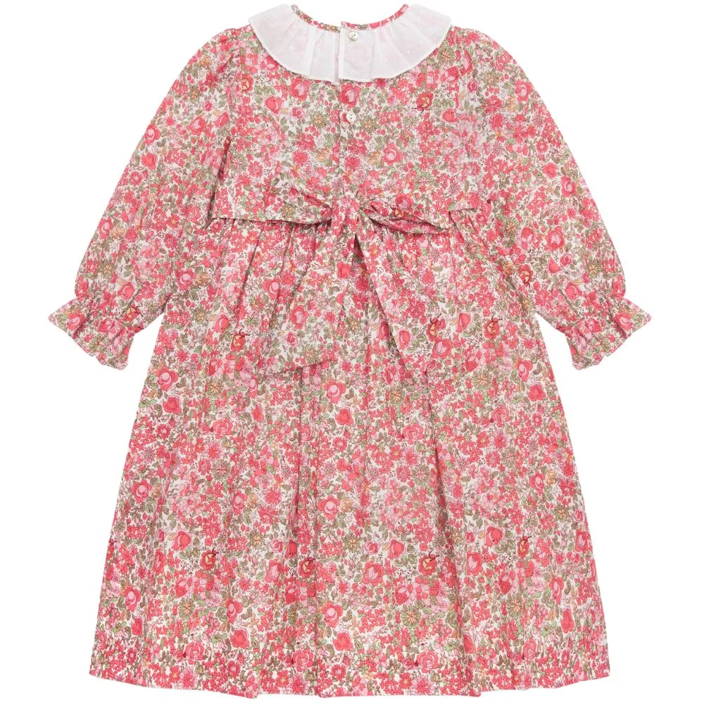 Nora Pink & Green Smocked Floral Dress