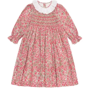 Nora Pink & Green Smocked Floral Dress