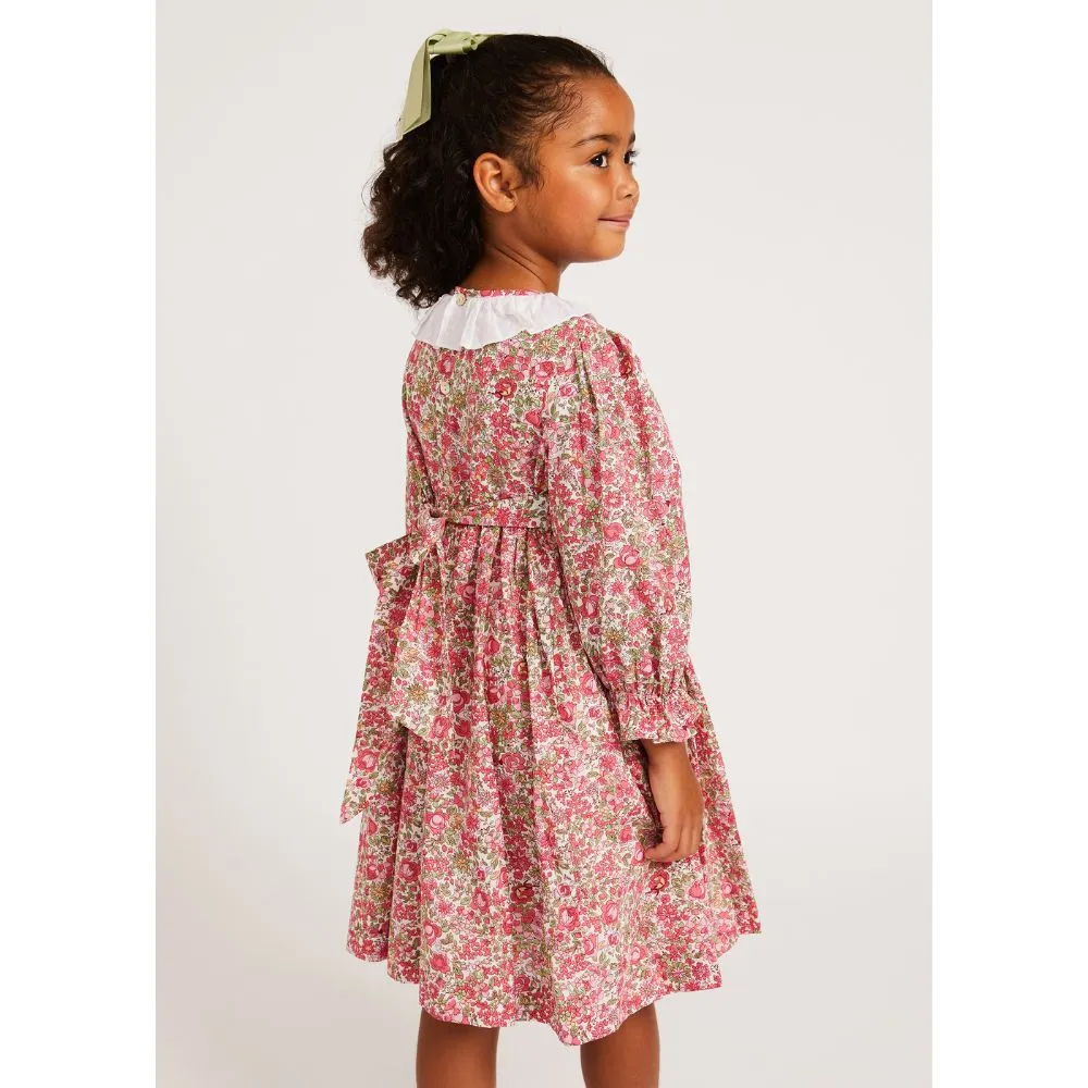 Nora Pink & Green Smocked Floral Dress