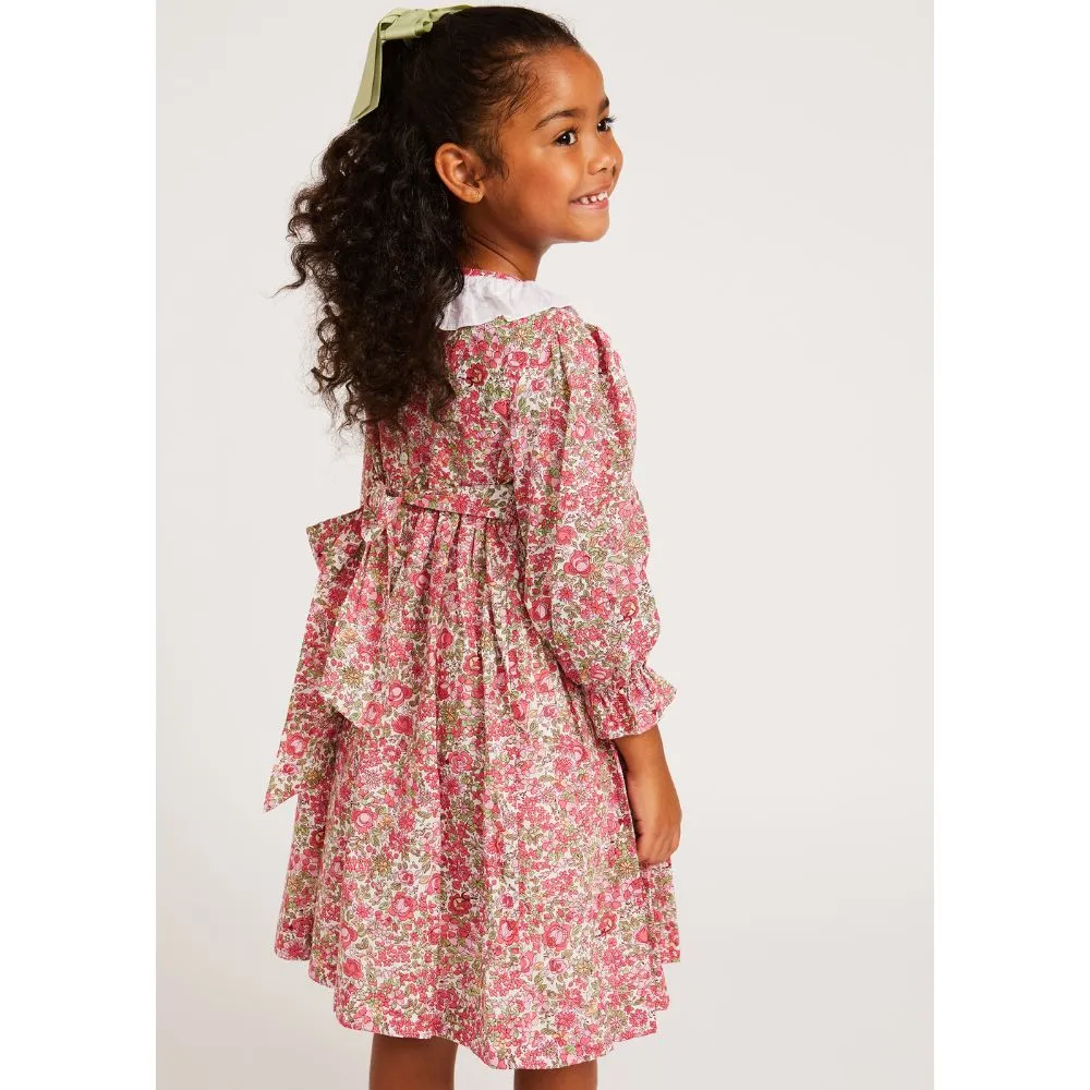 Nora Pink & Green Smocked Floral Dress