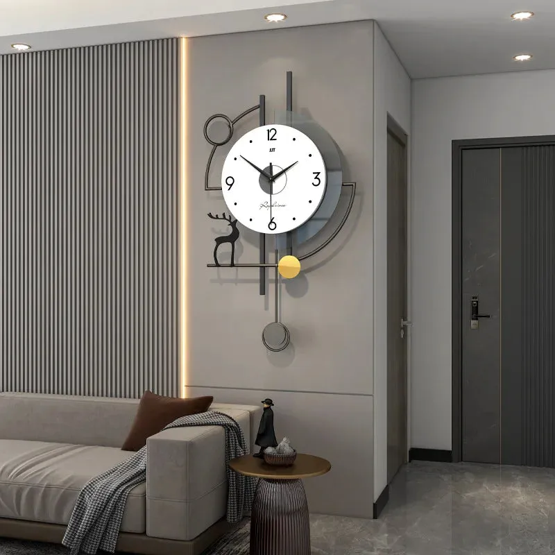 Nordic Style Wall Clock Deer-Themed Suitable For Modern Living Rooms Or As A Wall Decor