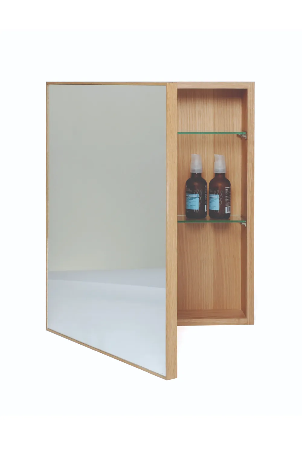 Oak Bathroom Cabinet with Mirror | Wireworks Slimline