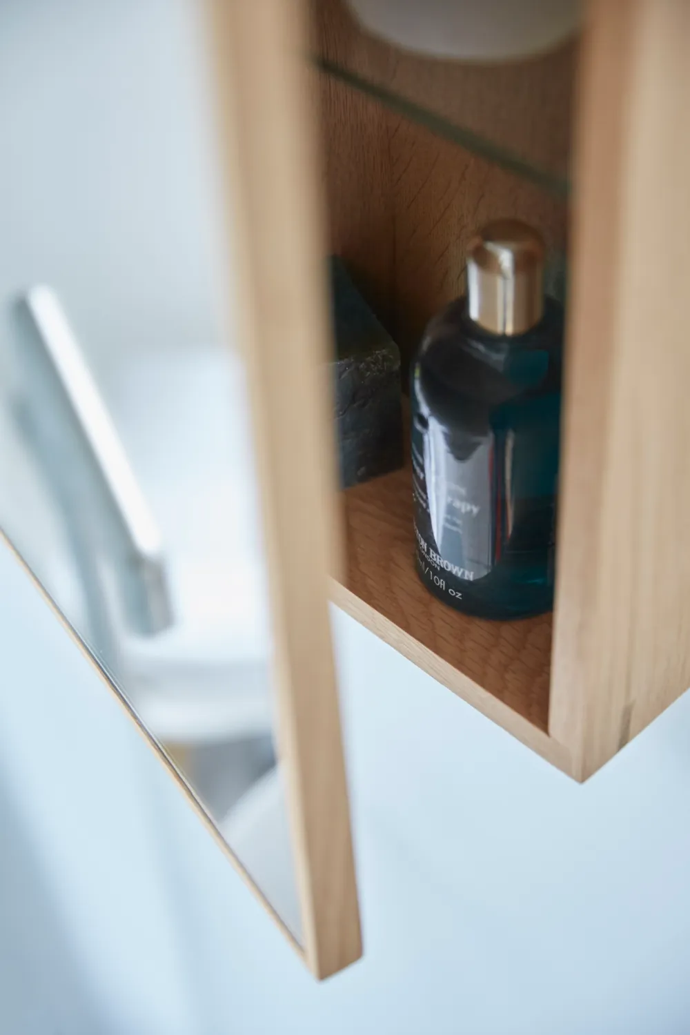 Oak Bathroom Cabinet with Mirror | Wireworks Slimline