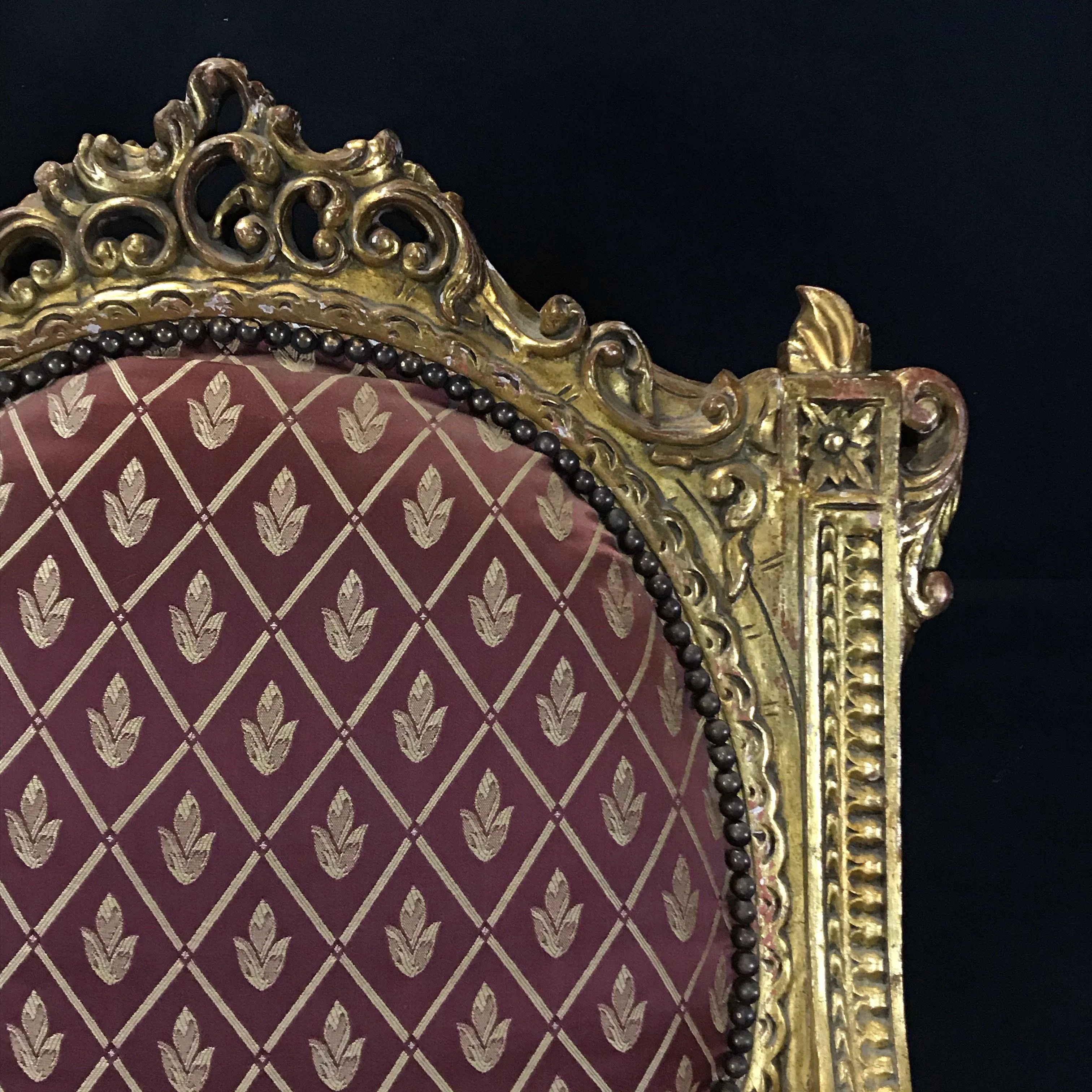 Original French Louis XV Gold Gilt Arm Chair