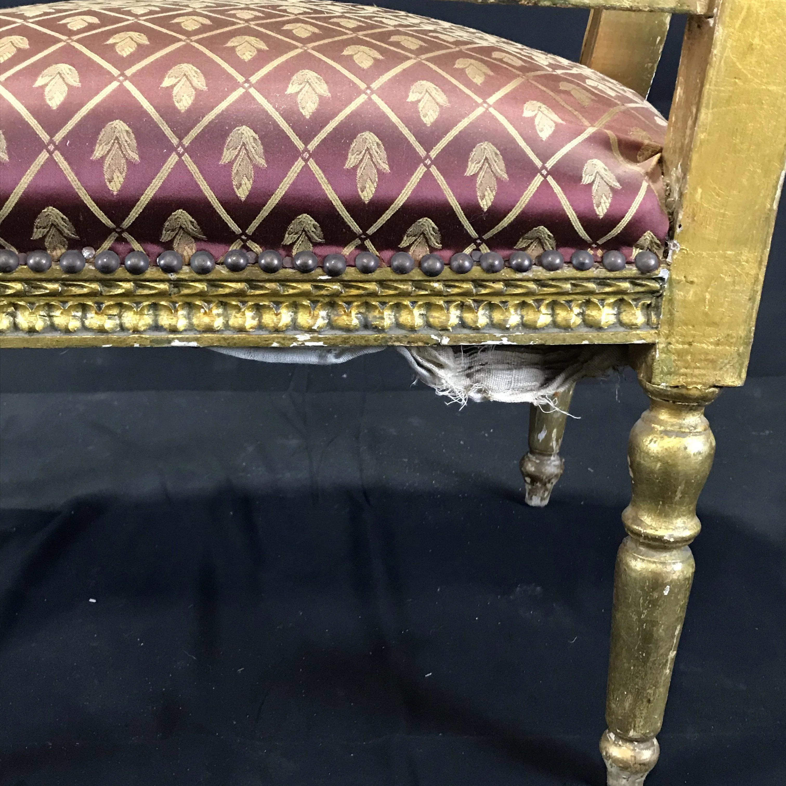 Original French Louis XV Gold Gilt Arm Chair