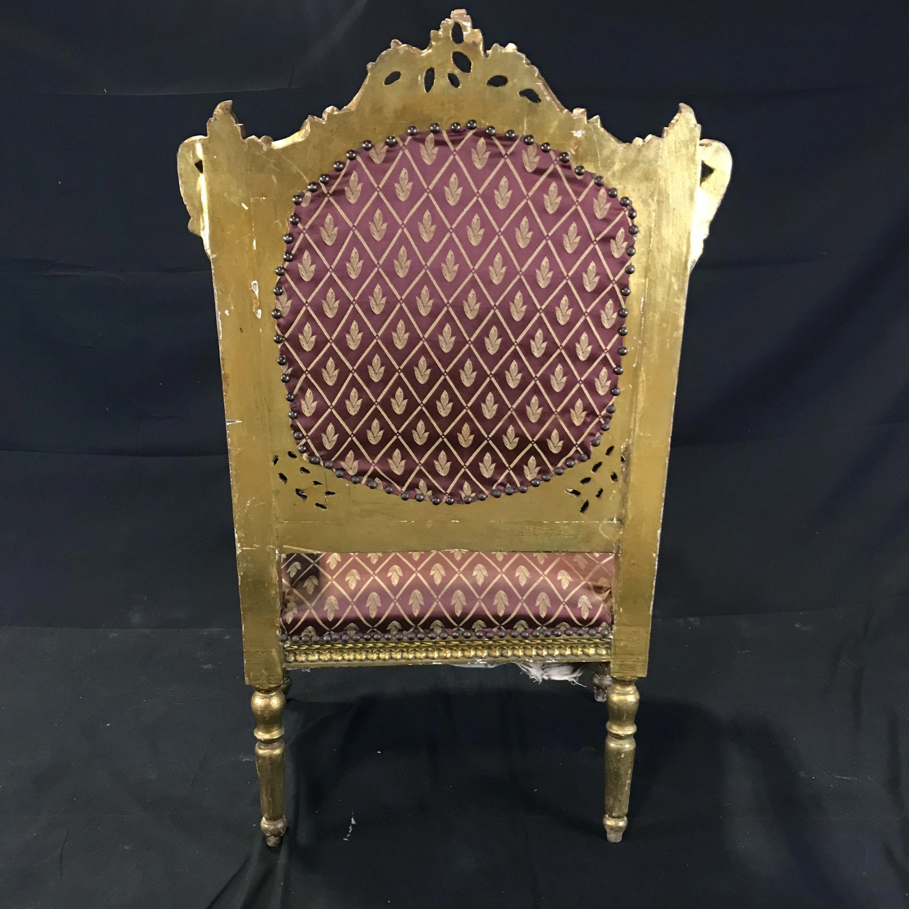 Original French Louis XV Gold Gilt Arm Chair