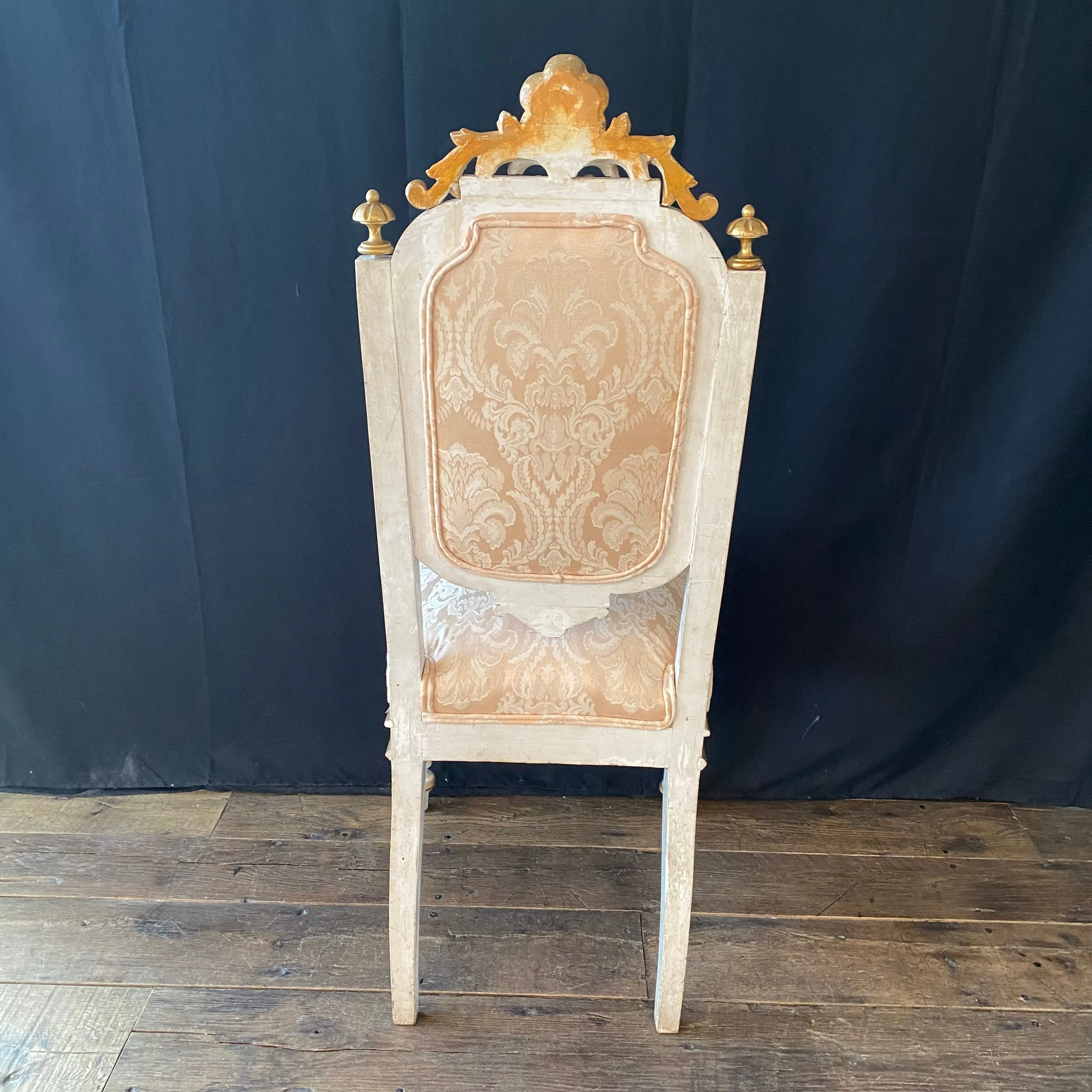 Pair Italian Chairs with Gold Gilt and Original Chalk Paint