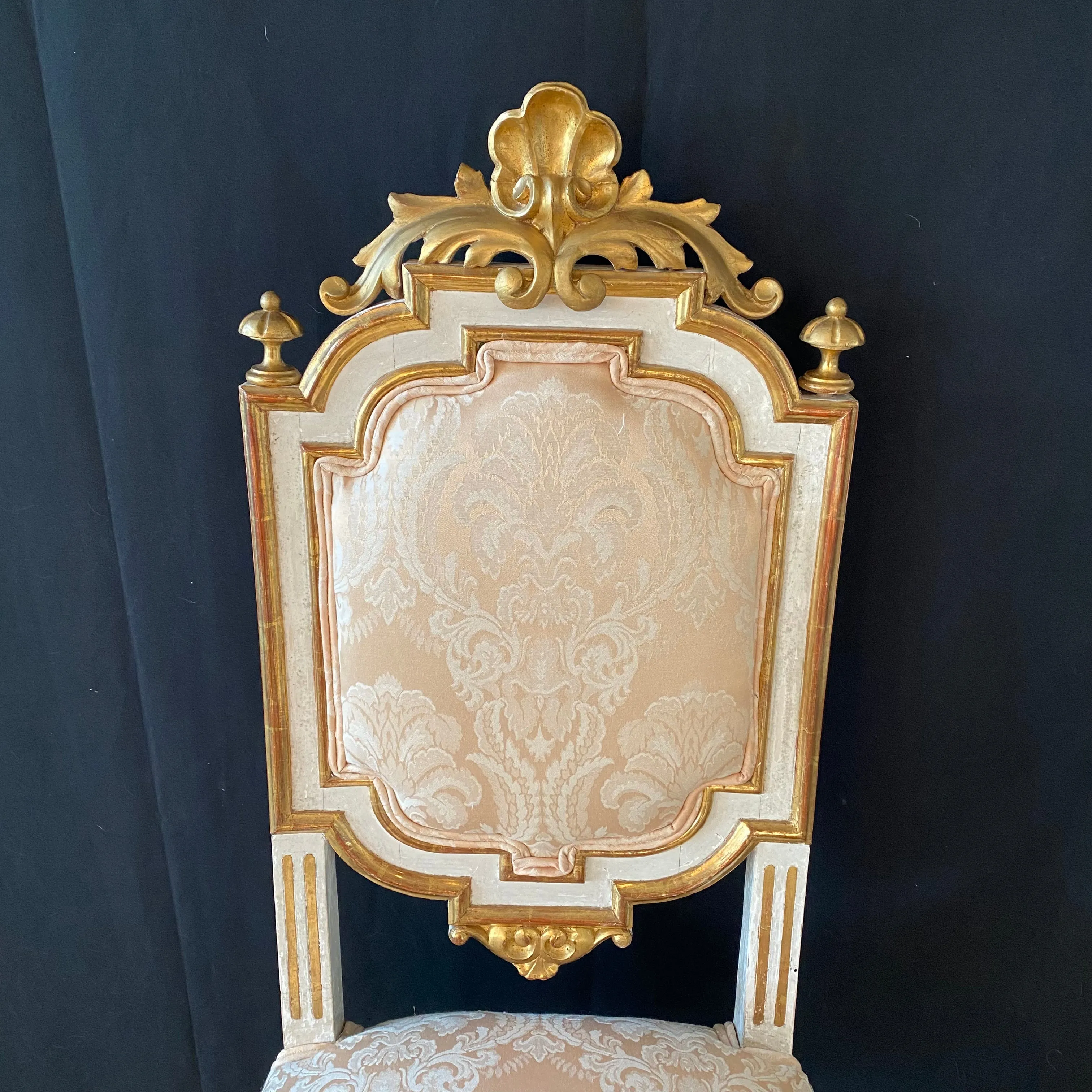 Pair Italian Chairs with Gold Gilt and Original Chalk Paint