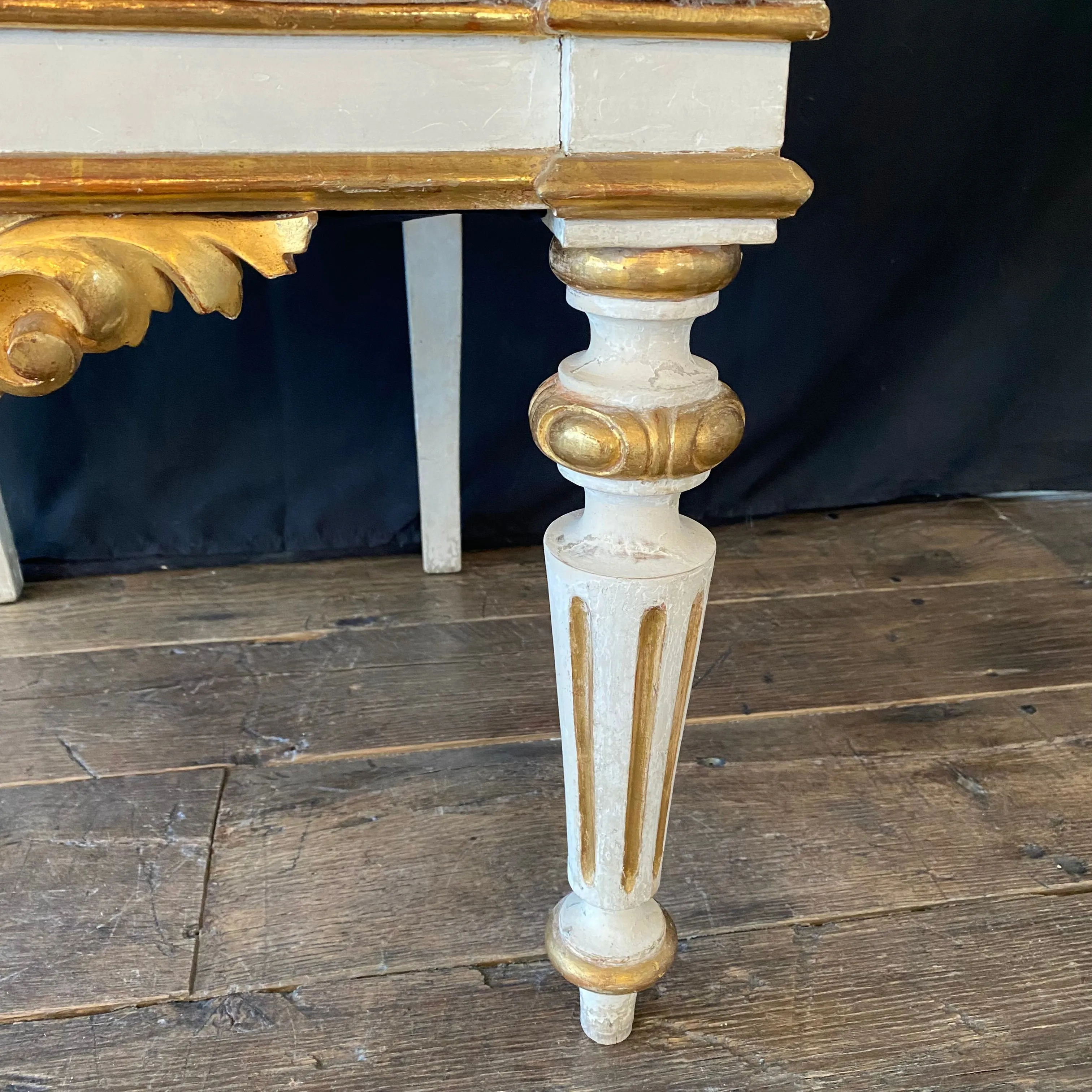 Pair Italian Chairs with Gold Gilt and Original Chalk Paint