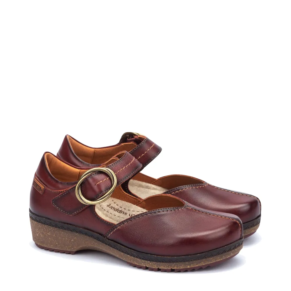 Pikolinos Women's Granada Leather Mary-Jane in Arcilla Burgundy