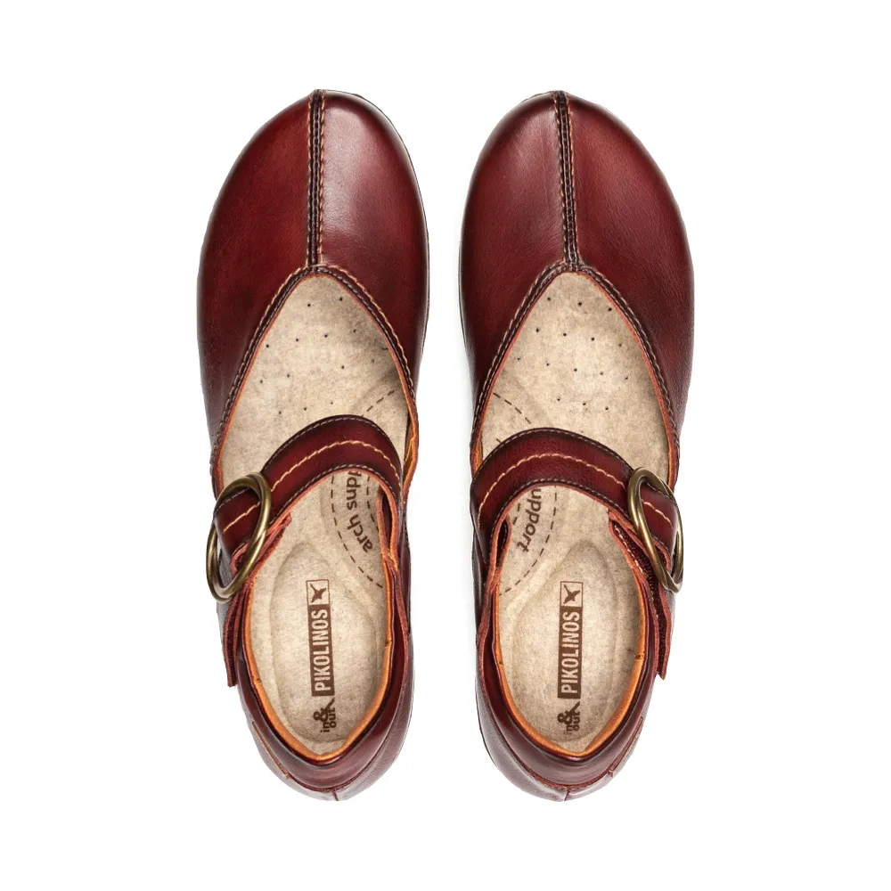 Pikolinos Women's Granada Leather Mary-Jane in Arcilla Burgundy