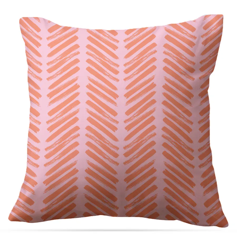 Pink & Orange Herringbone Pillow