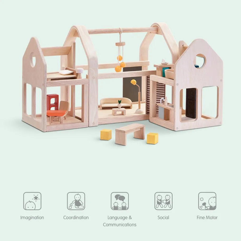 PlanToys - Wooden Slide N Go Dollhouse