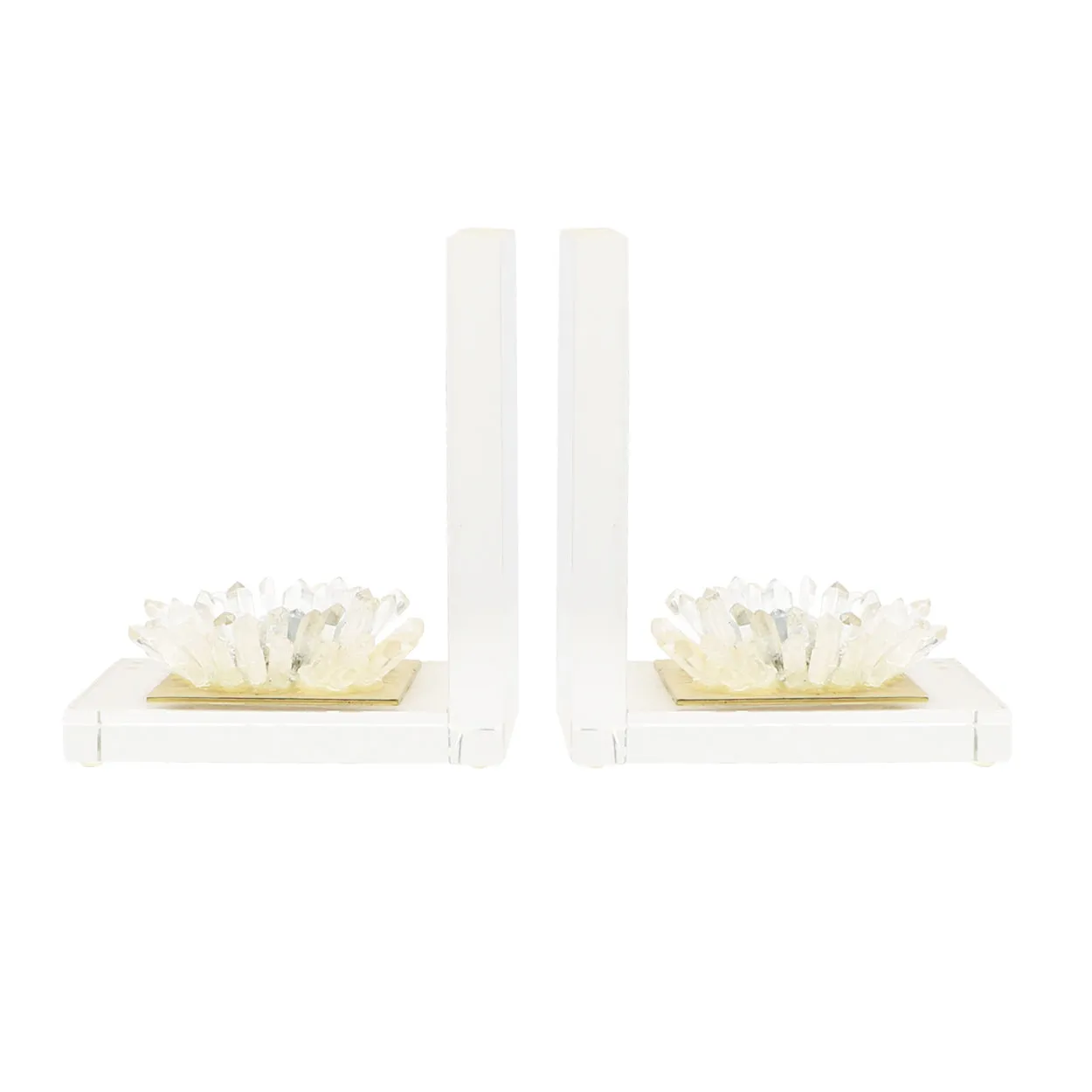 Quartz Flower Bookend, Pair