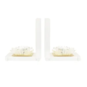 Quartz Flower Bookend, Pair