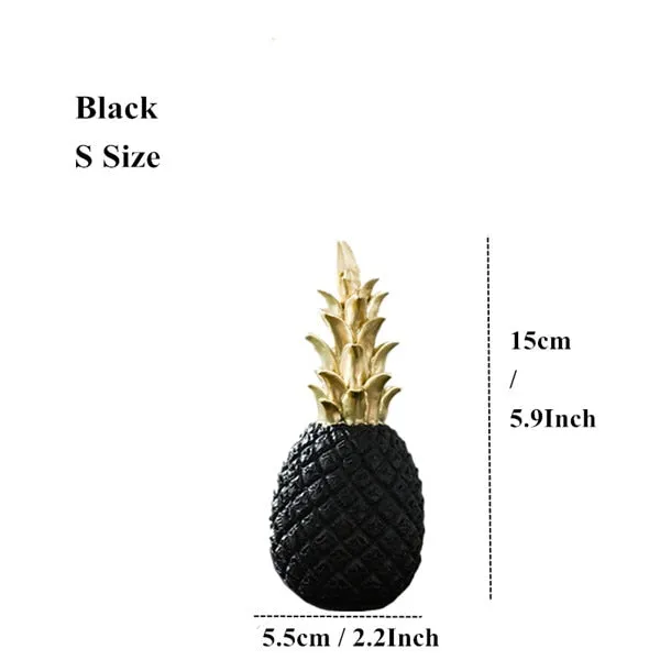 Resin Miniatures Figurines Like Pineapple In Black And White WIth Gold  Tinge For Home Decoration