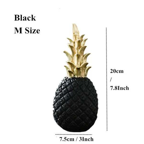 Resin Miniatures Figurines Like Pineapple In Black And White WIth Gold  Tinge For Home Decoration