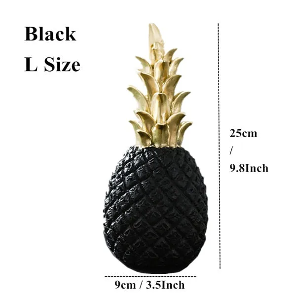 Resin Miniatures Figurines Like Pineapple In Black And White WIth Gold  Tinge For Home Decoration