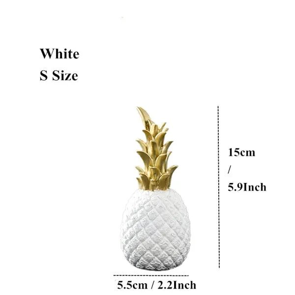 Resin Miniatures Figurines Like Pineapple In Black And White WIth Gold  Tinge For Home Decoration