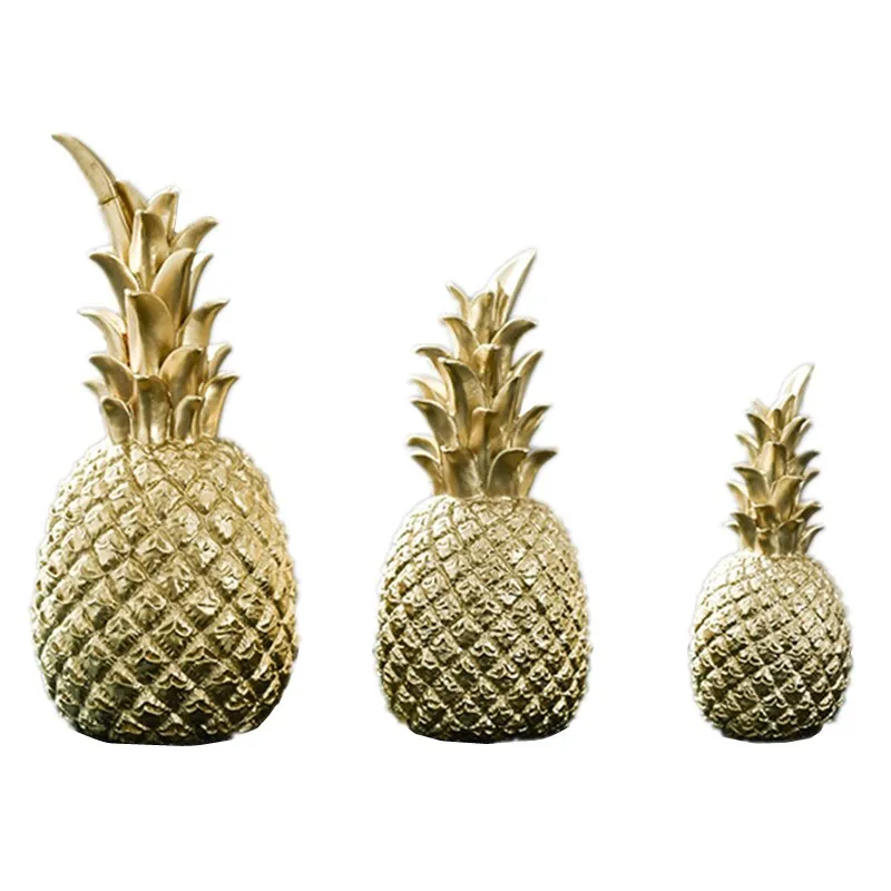 Resin Miniatures Figurines Like Pineapple In Black And White WIth Gold  Tinge For Home Decoration