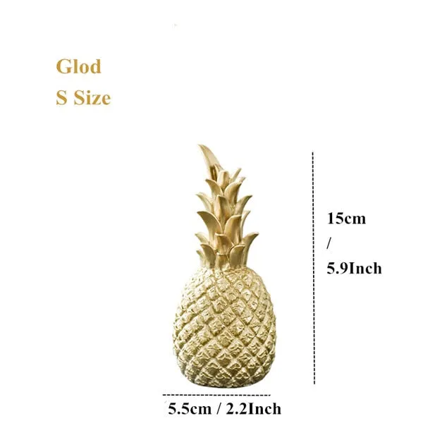 Resin Miniatures Figurines Like Pineapple In Black And White WIth Gold  Tinge For Home Decoration