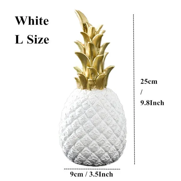 Resin Miniatures Figurines Like Pineapple In Black And White WIth Gold  Tinge For Home Decoration