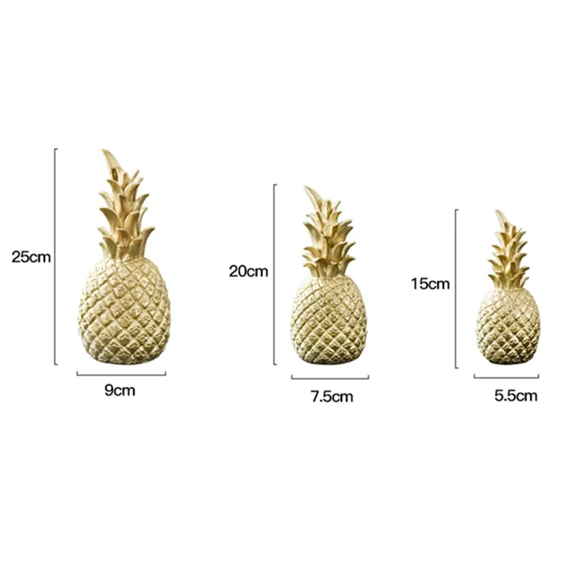 Resin Miniatures Figurines Like Pineapple In Black And White WIth Gold  Tinge For Home Decoration