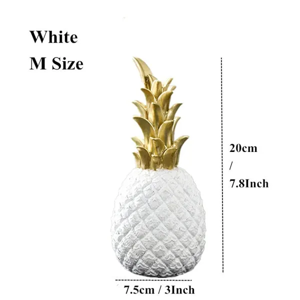 Resin Miniatures Figurines Like Pineapple In Black And White WIth Gold  Tinge For Home Decoration