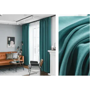 Rémy Blackout Double-Sided Plain Linen Thermal Insulated Curtain - Turquoise