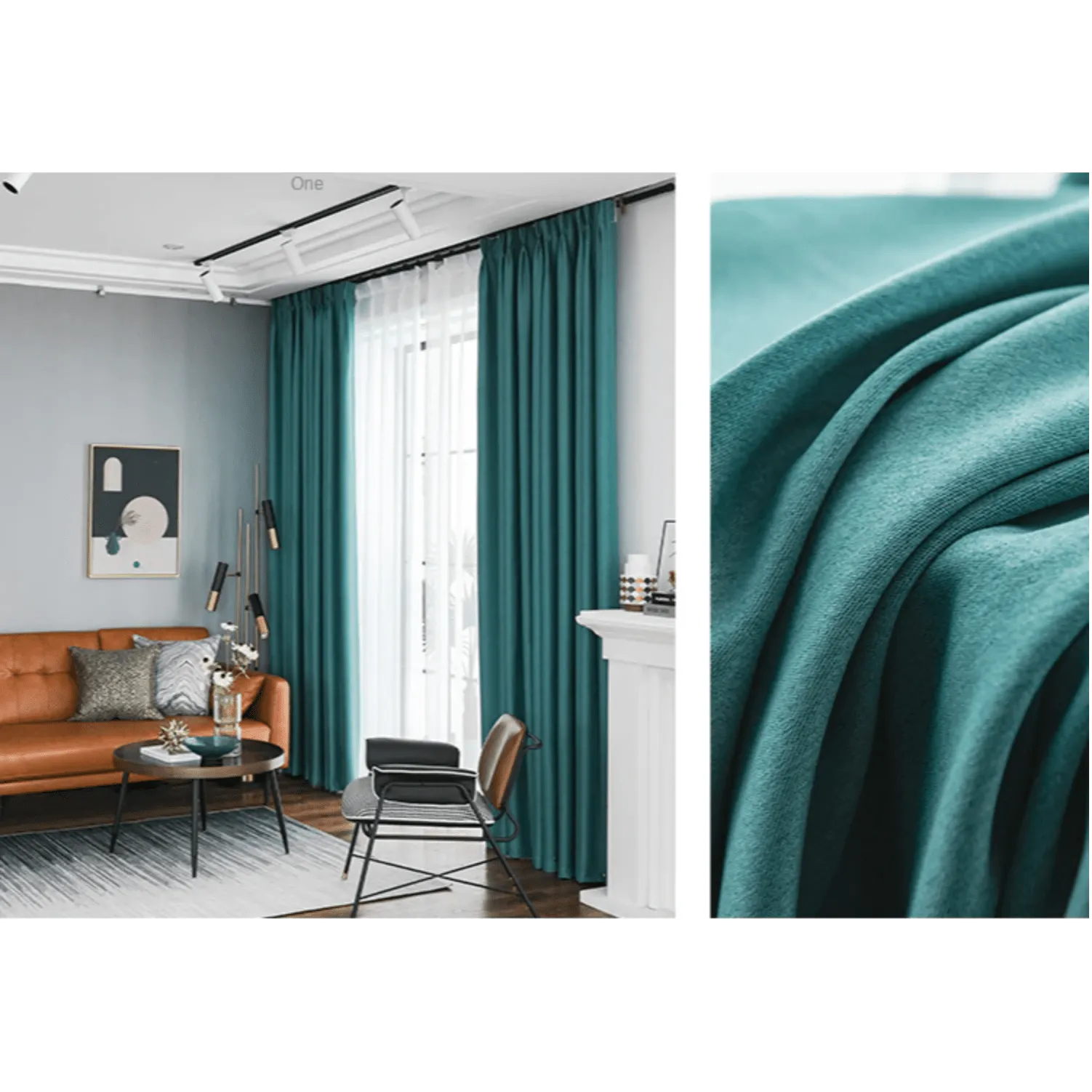 Rémy Blackout Double-Sided Plain Linen Thermal Insulated Curtain - Turquoise