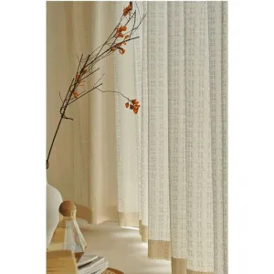 Rémy Linen Jacquard Square Weave Semi-Shading Curtain - Beige