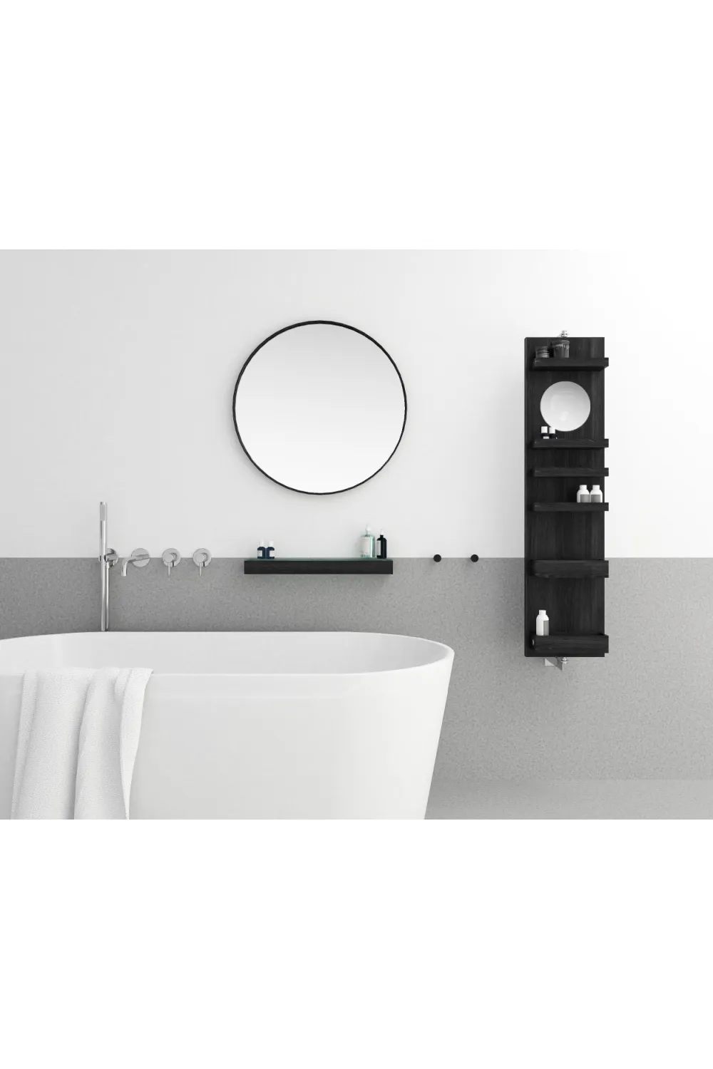 Rotating Oak Bathroom Cabinet with Mirror | Wireworks Revolve 1140 Cosmos