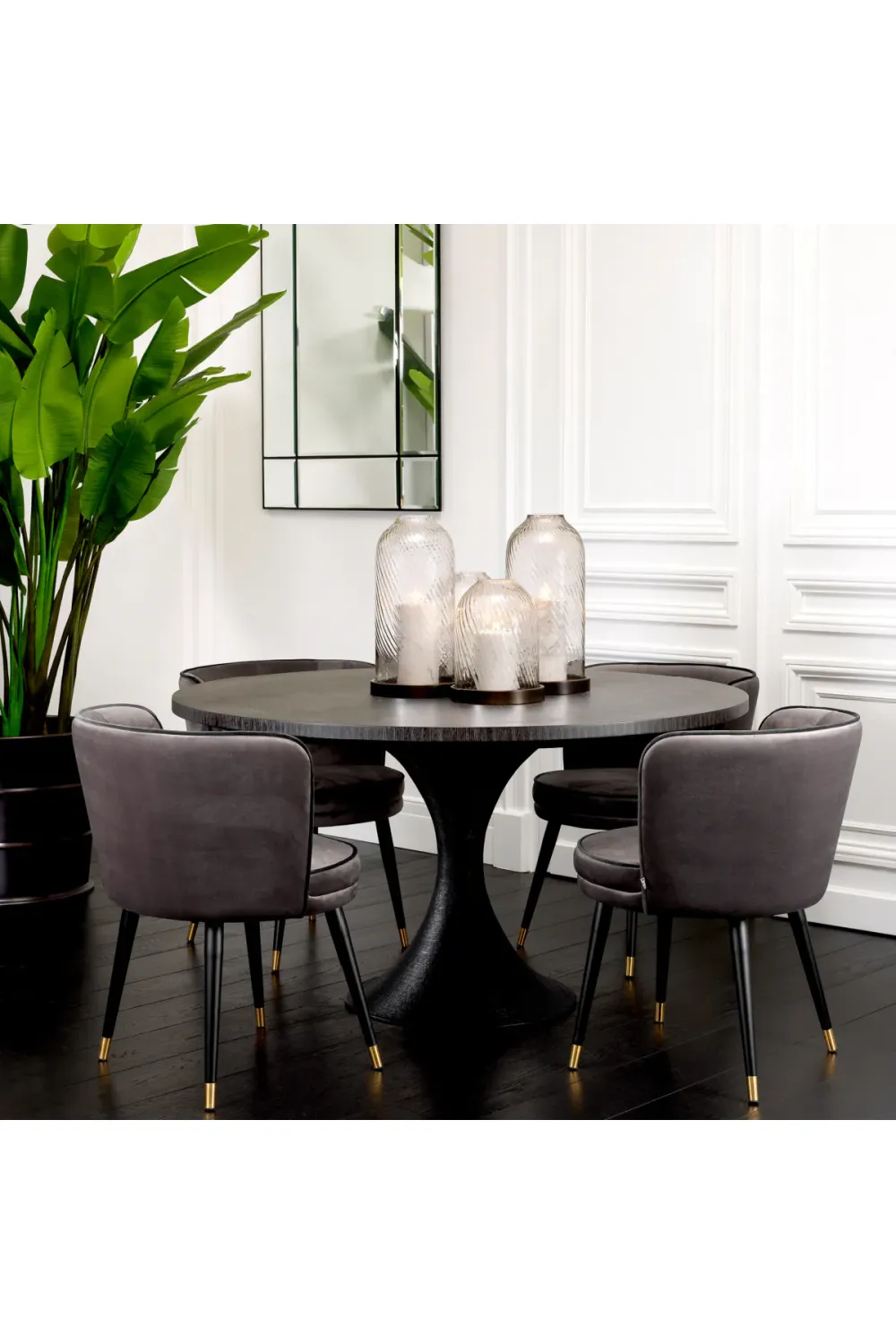 Round Charcoal Dining Table | Eichholtz Melchior