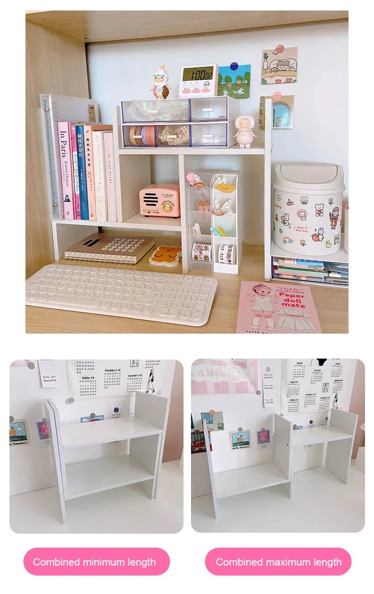 Shoppu INS White MDF Wooden Storage Desk Desktop Display Organiser Shelf