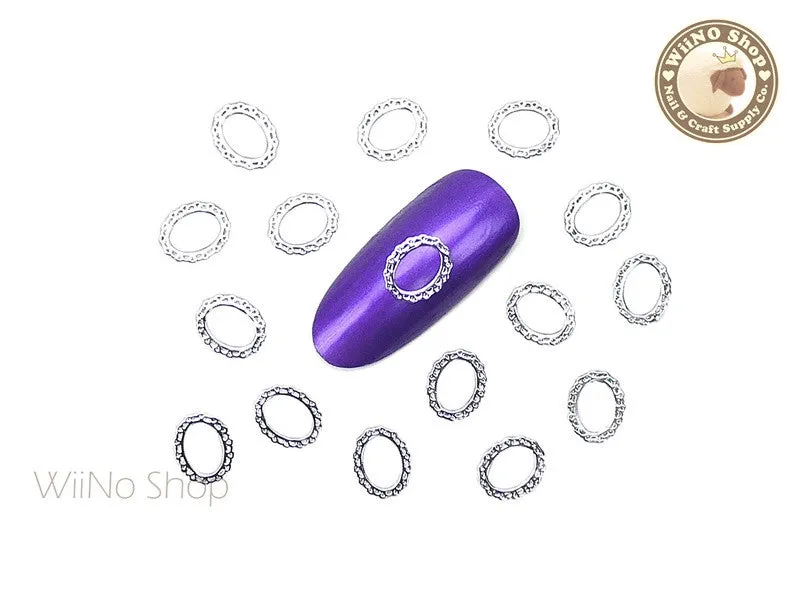 Silver Lace Oval Frame Ultra Thin Nail Art Metal Decoration - 25 pcs