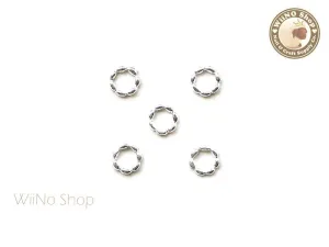 Silver Twist Round Circle Frame Nail Art Decoration - 5 pcs