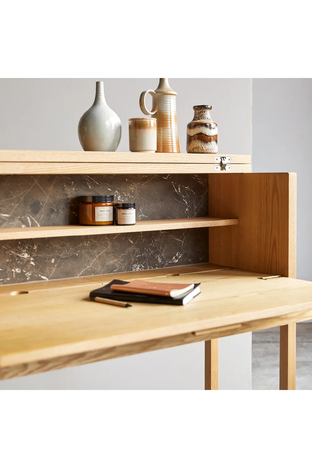 Solid Oak and Marble Desk | Tikamoon Eyota