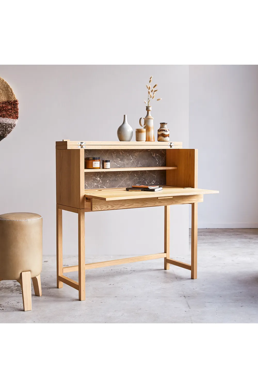 Solid Oak and Marble Desk | Tikamoon Eyota