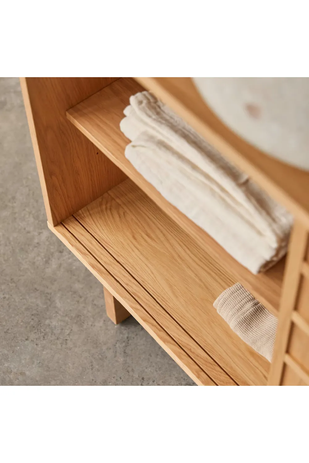 Solid Oak Japandi Bathroom Cabinet | Tikamoon Miu