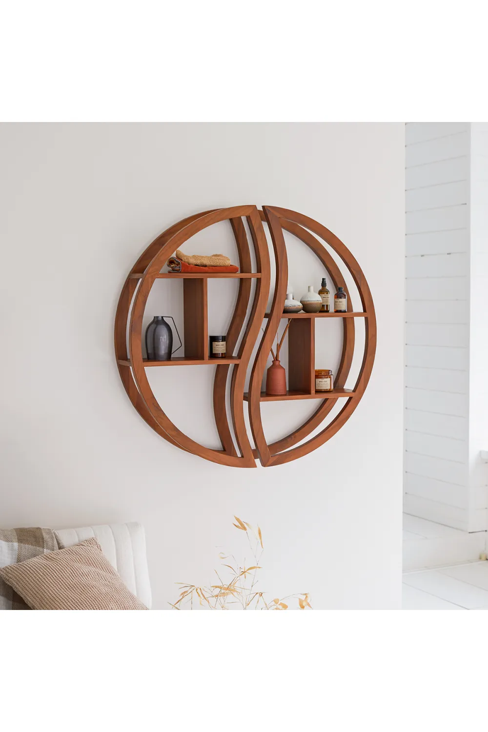 Solid Teak Wall Shelf | Tikamoon Ying Yang